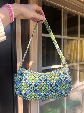 Vera Bradley Quilted Shoulder Bag in Blue, Green & White